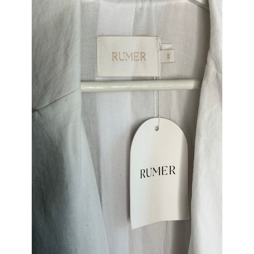 Rumer Lou Lou Long Sleeve Notch Lapel Mini Blazer Dress White Linen Size XS NWT - Picture 5 of 11